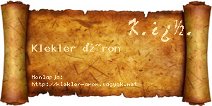 Klekler Áron névjegykártya